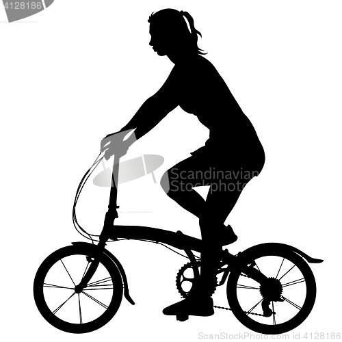 Image of Silhouette of a cyclist girl. illustration