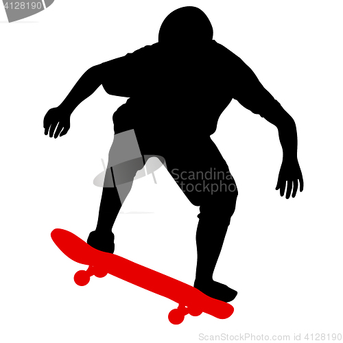 Image of Silhouettes a skateboarder performs jumping. illustration
