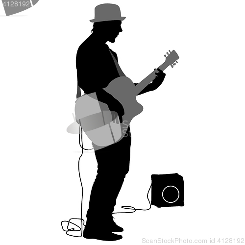 Image of Silhouette musician plays the guitar. illustration