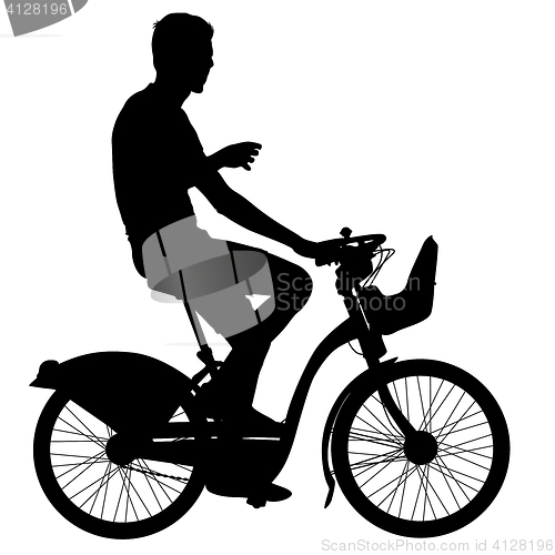 Image of Silhouette of a cyclist male. illustration