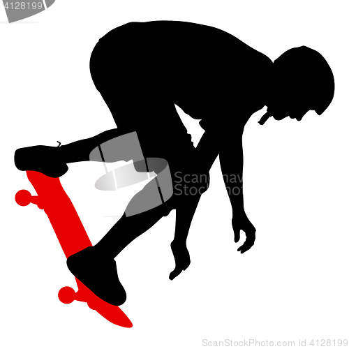 Image of Silhouettes a skateboarder performs jumping. illustration