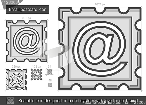 Image of Email postcard line icon.