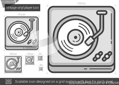 Image of Vintage vinyl player line icon.