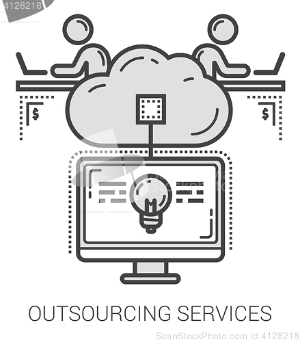 Image of Outsourcing services line icons.