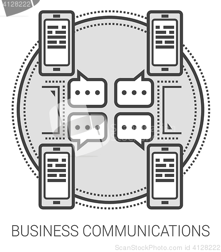 Image of Business communications line icons.