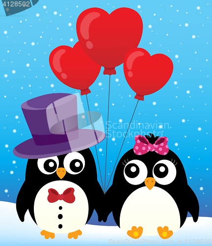 Image of Valentine penguins theme image 2