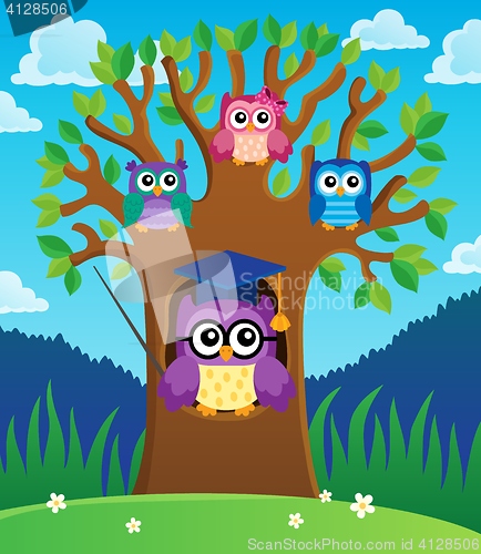 Image of Tree with stylized school owl theme 2