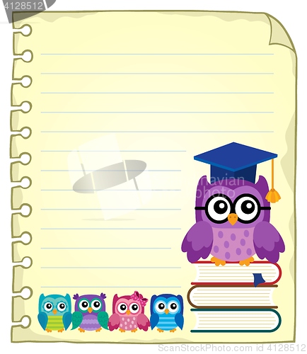 Image of Notepad page with owl teacher and owlets