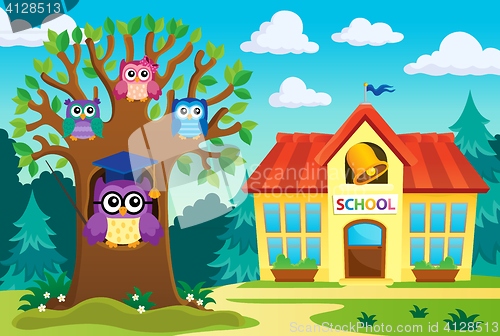 Image of Tree with stylized school owl theme 6