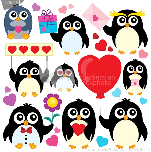 Image of Valentine penguins theme collection 1