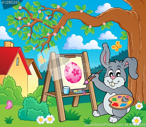 Image of Easter bunny painter theme 2