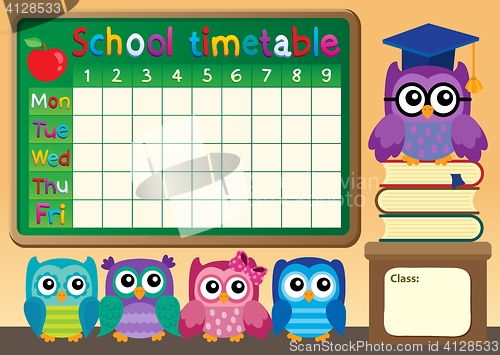 Image of School timetable with owls