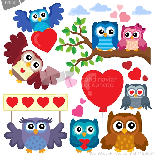 Image of Valentine owls theme collection 1