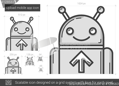 Image of Upload mobile app line icon.