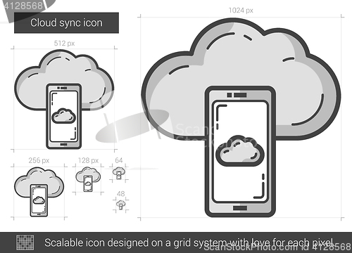 Image of Cloud sync line icon.