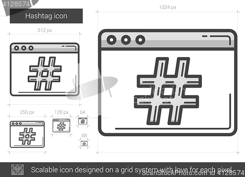 Image of Hashtag line icon.