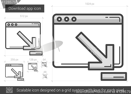 Image of Download app line icon.