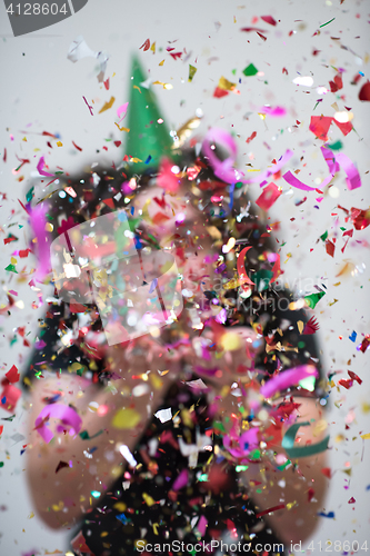 Image of confetti man on party