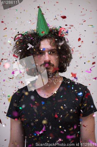 Image of confetti man on party