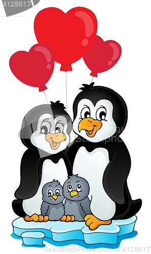 Image of Valentine penguins on iceberg