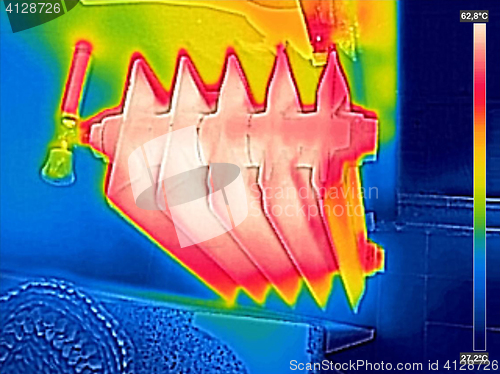 Image of Infrared Thermal Image of Radiator Heater in house