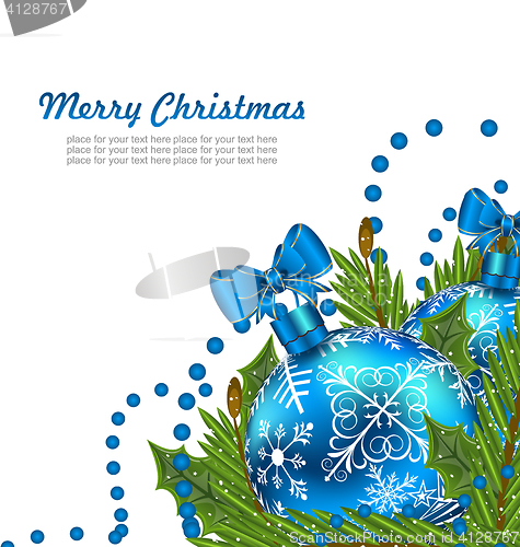 Image of Greeting Postcard with Christmas Balls