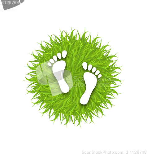 Image of Eco Friendly Footprints on Green Grass