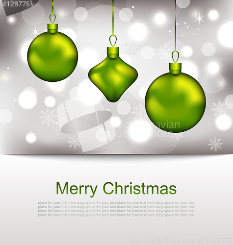 Image of Glowing Postcard with Christmas Balls