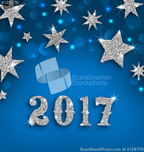 Image of Starry Silver Background for Happy New Year 2017