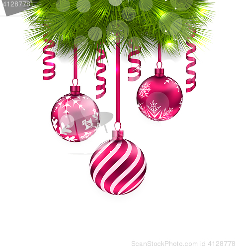 Image of Christmas Fir Branches and Glass Balls