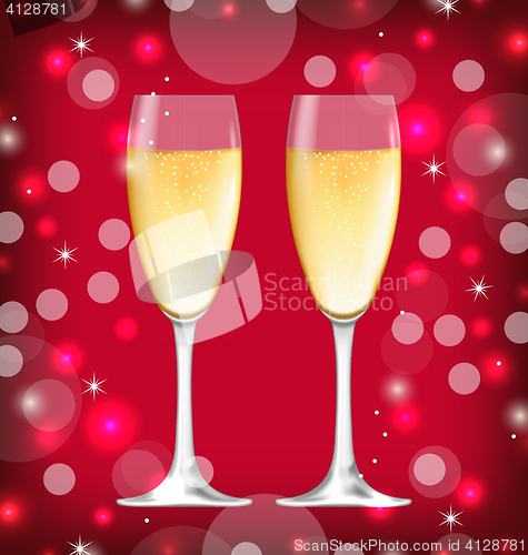 Image of Background with Realistic Glasses of Champagne