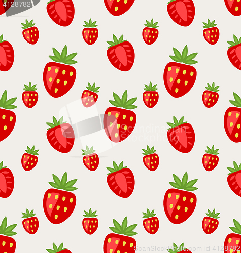 Image of Seamless Pattern of Ripe Strawberry