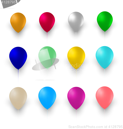 Image of Set of Colorful Air Balloons Isolated on White Background