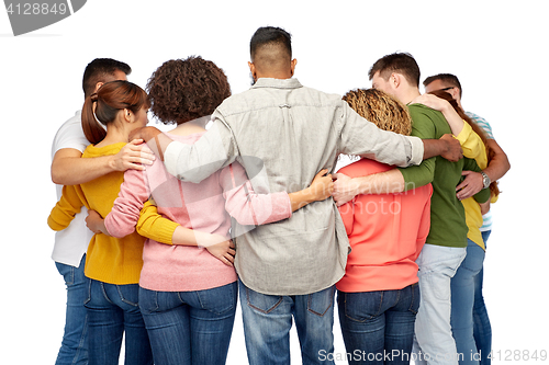 Image of international group of happy smiling people