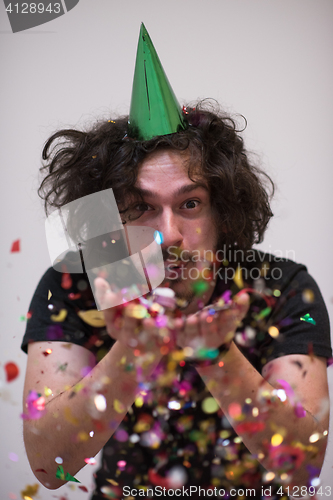 Image of confetti man on party