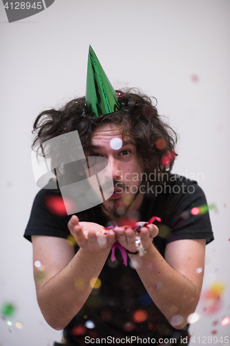 Image of confetti man on party