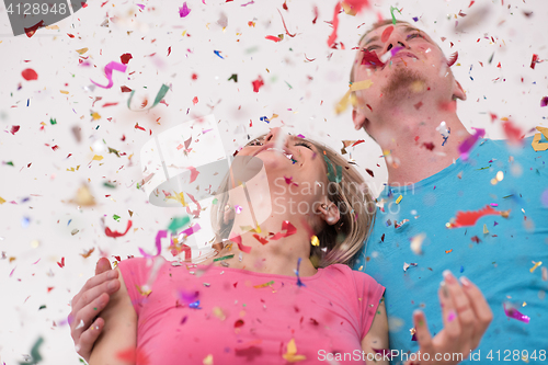 Image of romantic couple celebrating