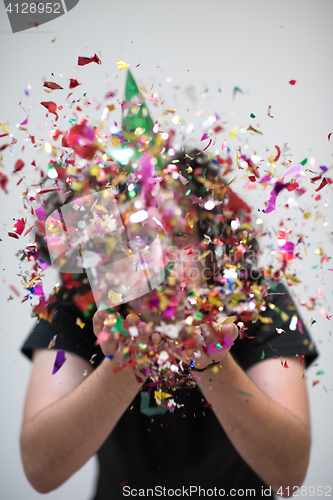 Image of confetti man on party