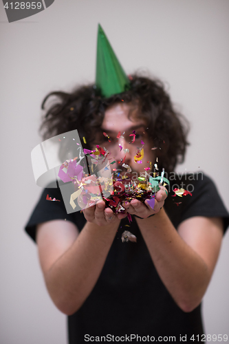 Image of confetti man on party