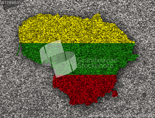 Image of Map and flag of Lithuania on poppy seeds