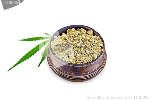 Image of Flour hemp in bowl with leaf
