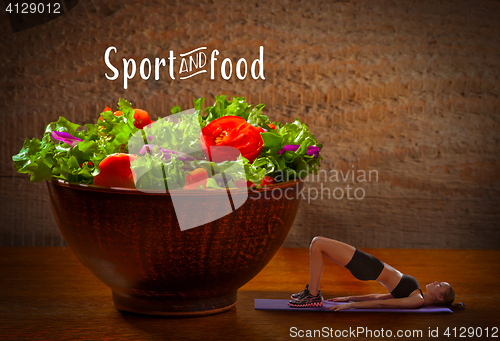 Image of Fresh salade on wooden background