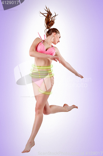 Image of Women belly with the drawing arrows