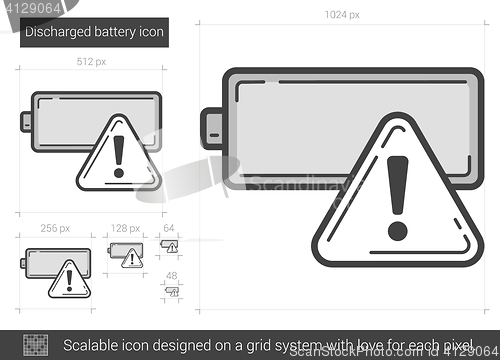 Image of Discharged battery line icon.