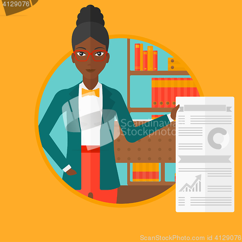 Image of Woman giving business presentation.
