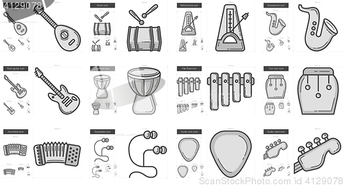 Image of Music line icon set.