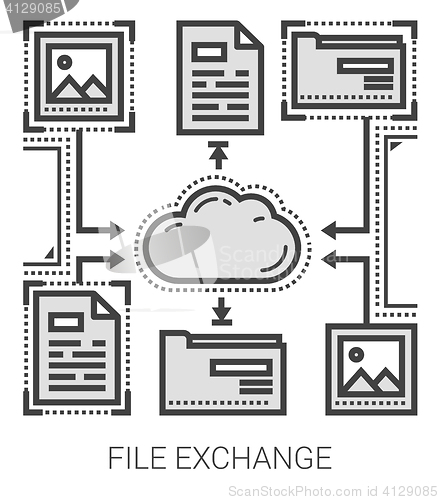 Image of File exchange line icons.