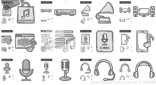 Image of Music line icon set.