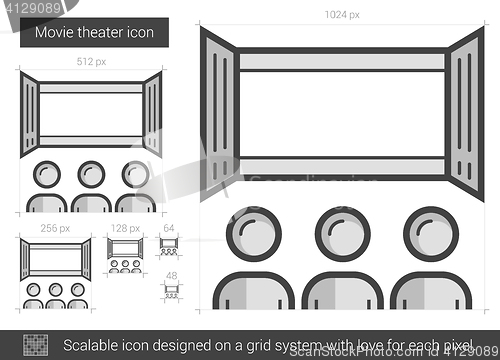 Image of Movie theater line icon.