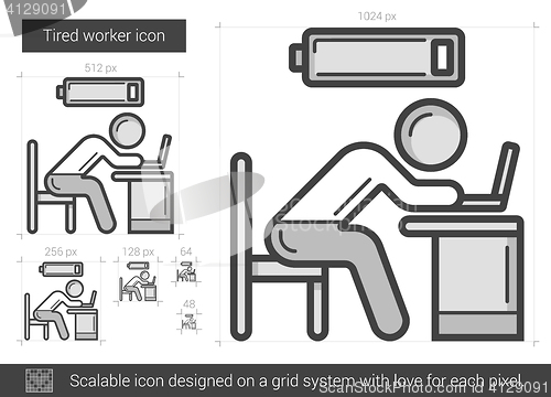 Image of Tired worker line icon.
